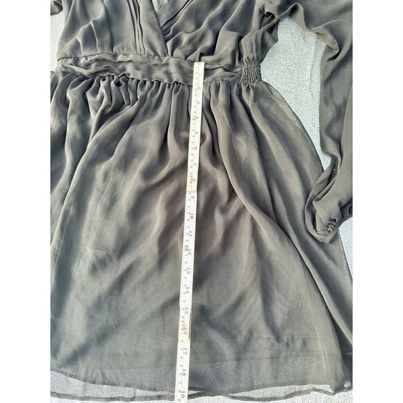 Double Zero Black Chiffon Dress Cold Shoulder Elastic Waist Sheer Back Size M - Picture 6 of 10